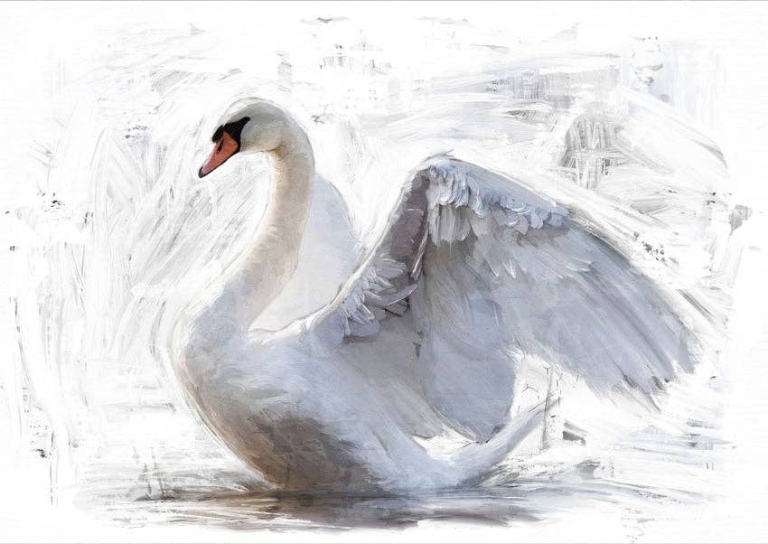 White Swan Mint Decoupage Paper