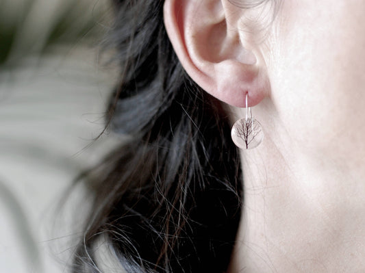 Round Crow Earrings