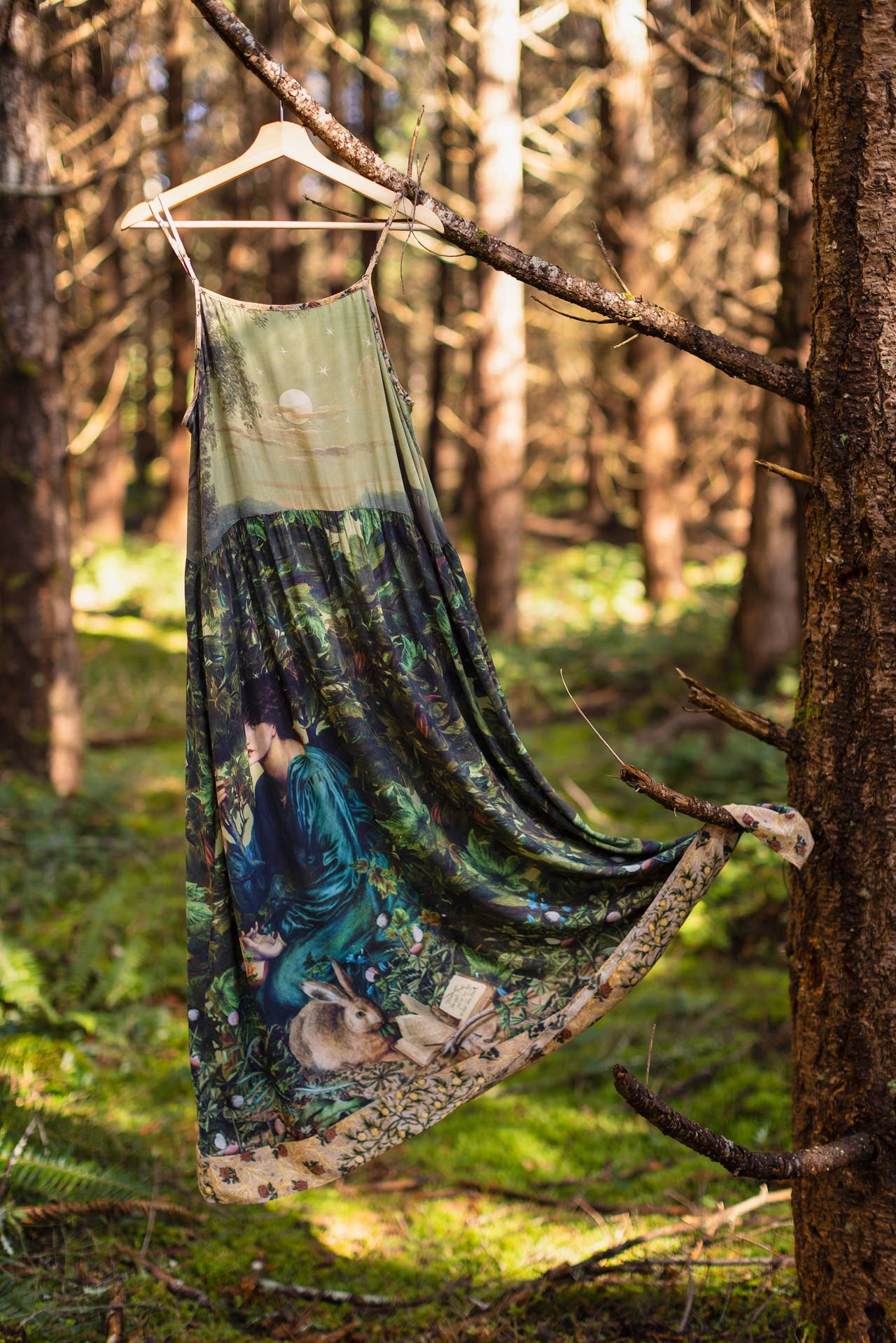 Bella Notte Bohéme Long Maxi Slip Dress w/ Moon & Rabbit