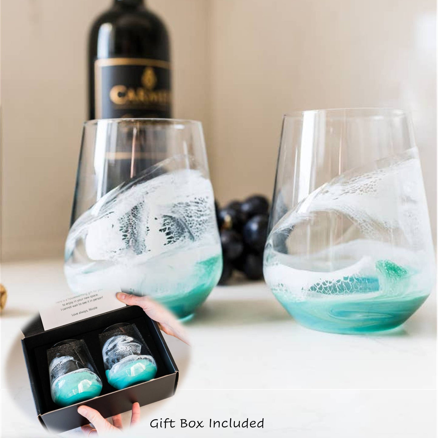 Resin Accented Wine Glasses
