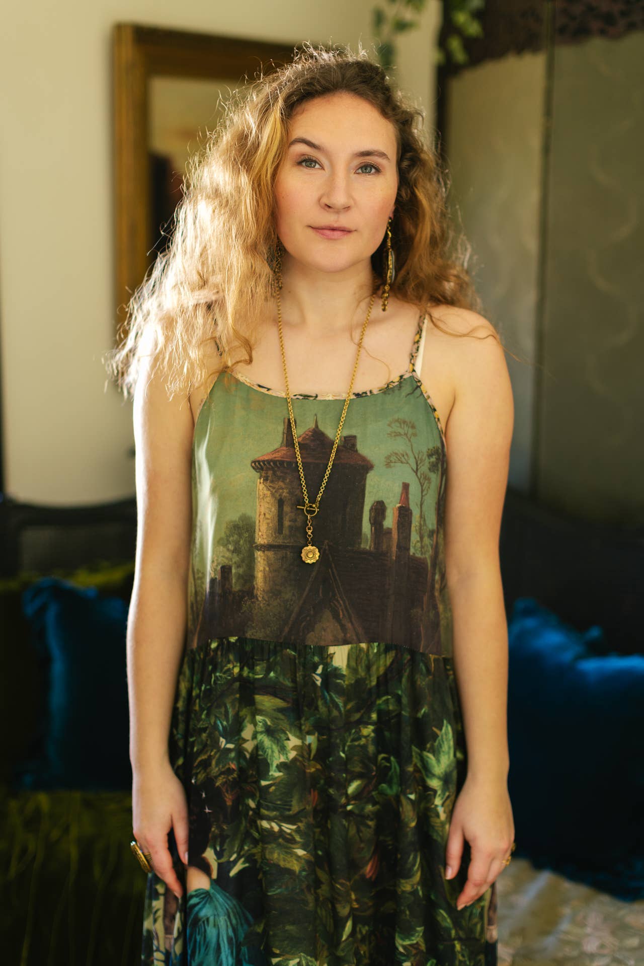 Bella Notte Bohéme Long Maxi Slip Dress w/ Moon & Rabbit