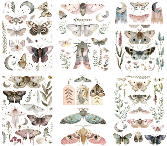 Moths n Moons Decoupage Rice Paper - A4 - 6pc – Crafts