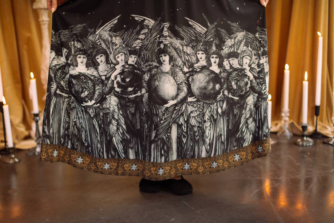 The Guardians Bohéme Slip Maxi Dress w/ angels, moon & stars