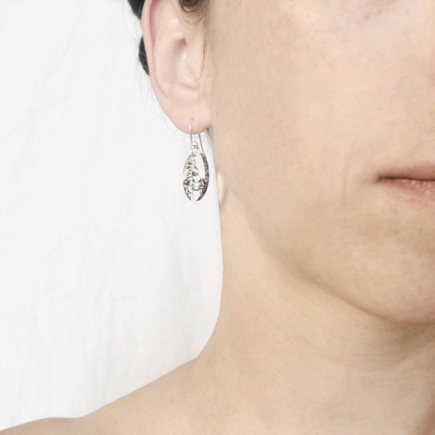 Small Oval Tree Earrings