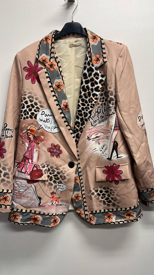 One Size Italian Parisian Chic Print Blazer
