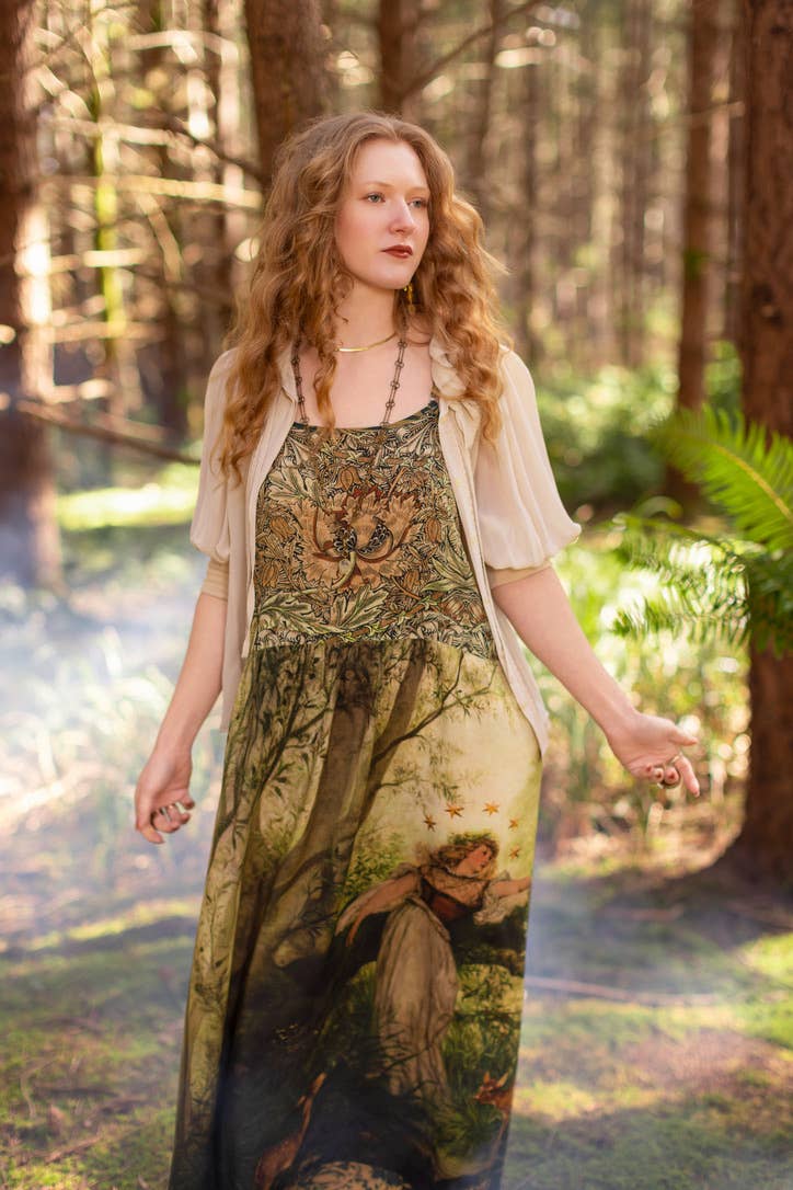 The Dawning Bohéme Long Maxi Slip Dress w/ Ophelia & Fawns