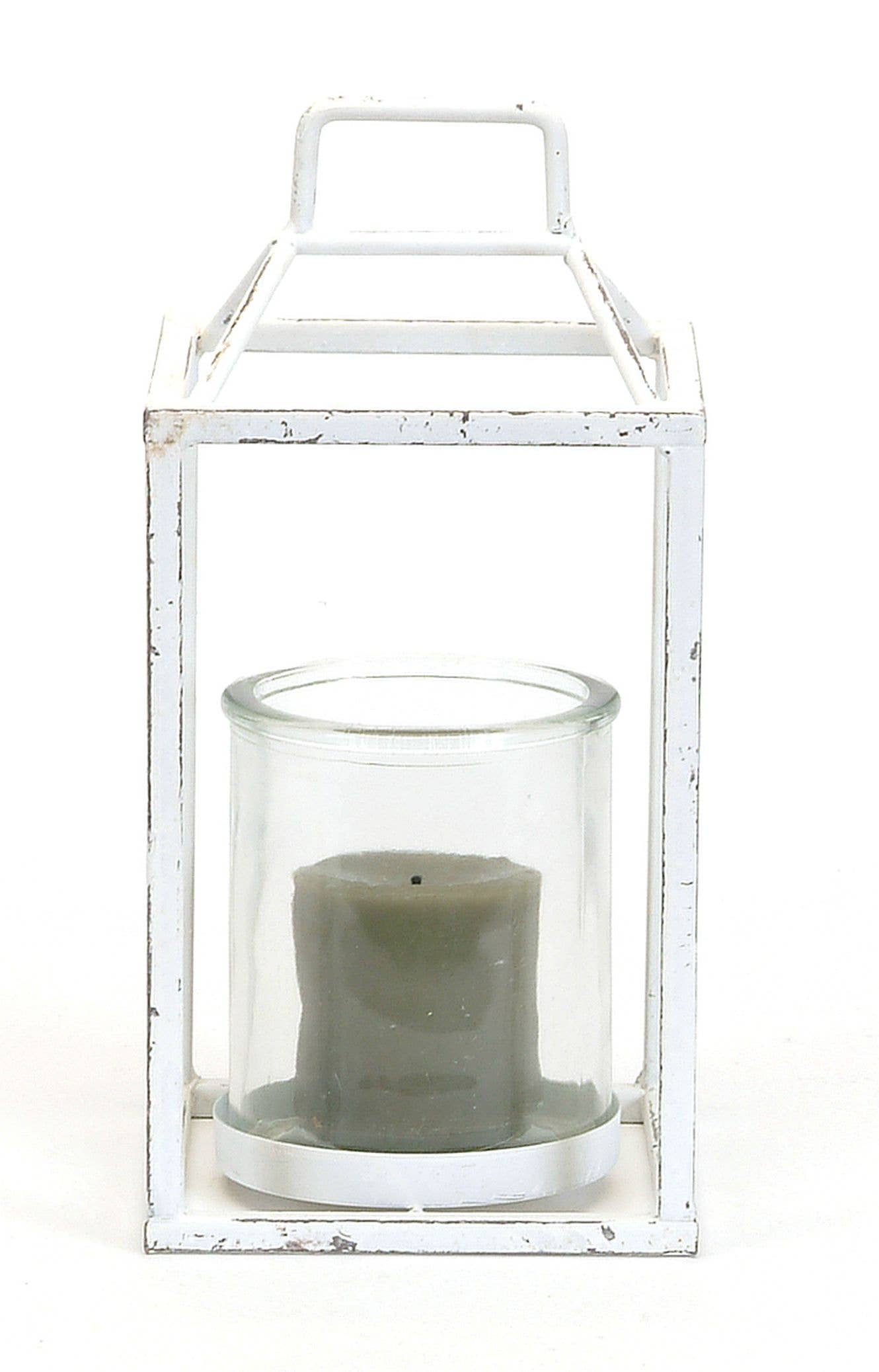 Small Antique White Metal Lantern