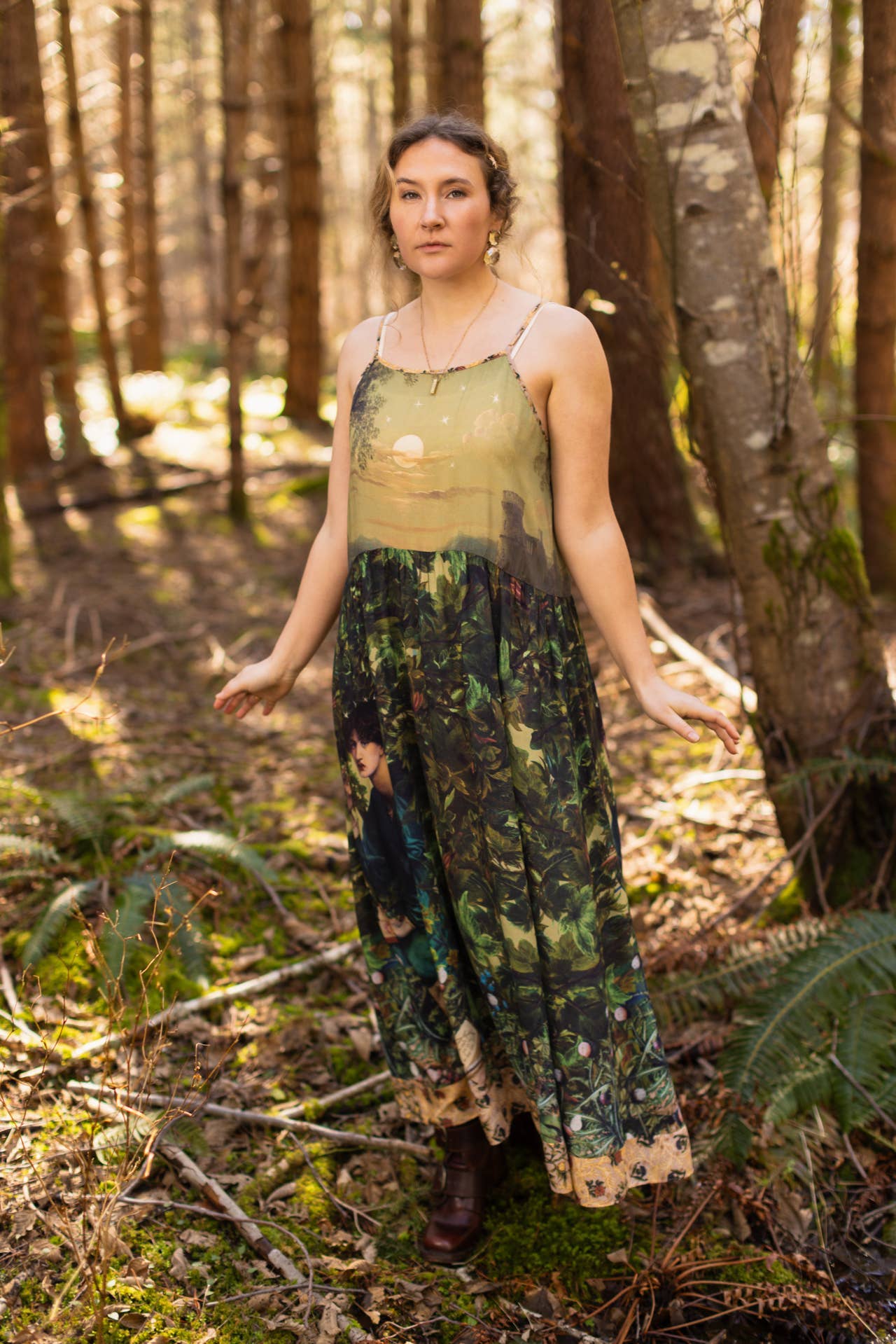 Bella Notte Bohéme Long Maxi Slip Dress w/ Moon & Rabbit