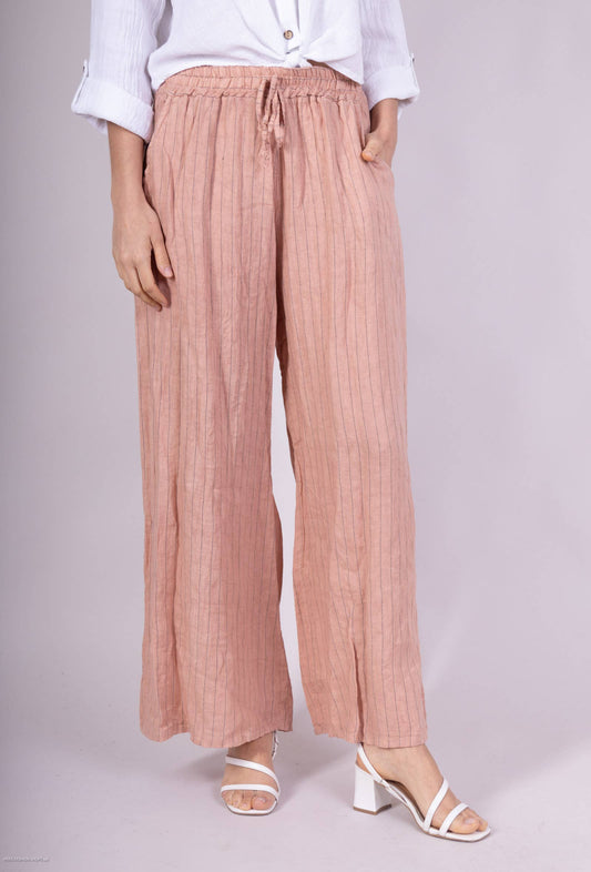 STRIPED LINEN TROUSERS