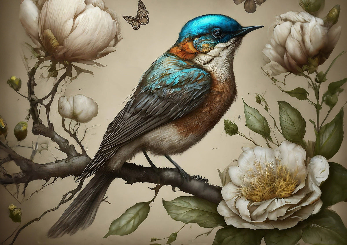 Sweet Bird in Blue - Mint Decoupage Paper NEW RELEASE