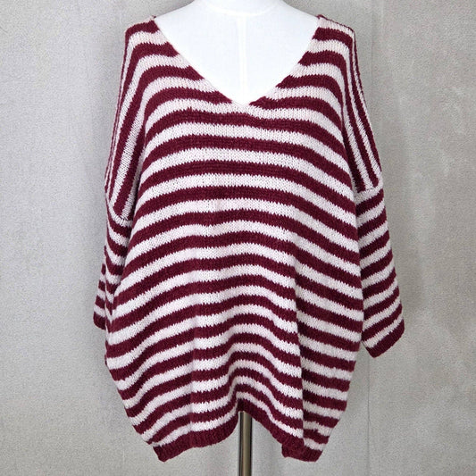 Striped V-neck jumper (M-L)