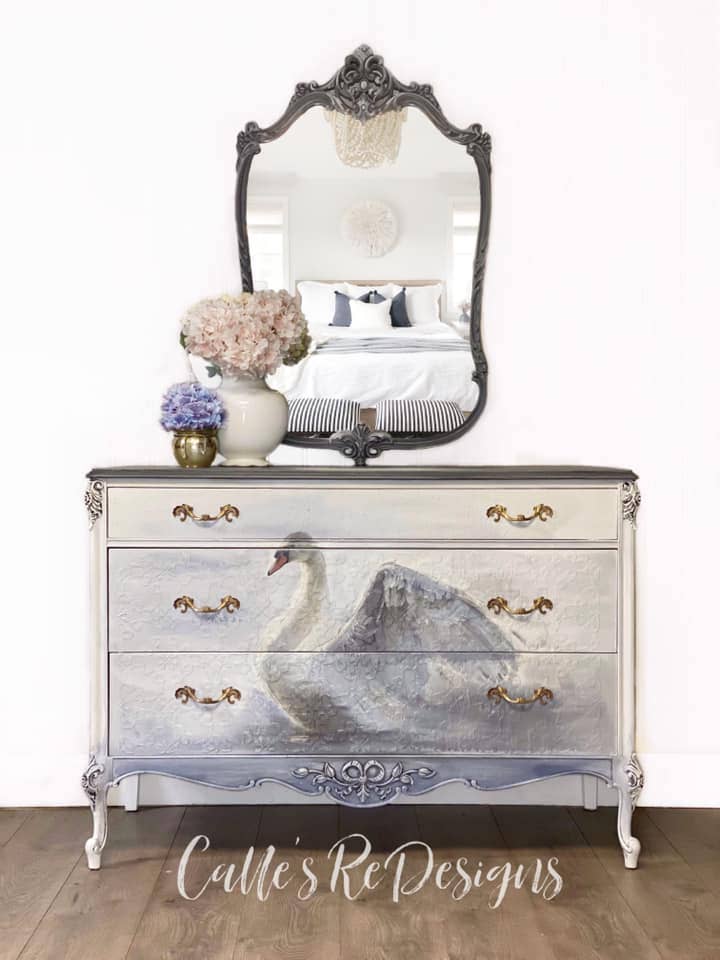 White Swan Mint Decoupage Paper