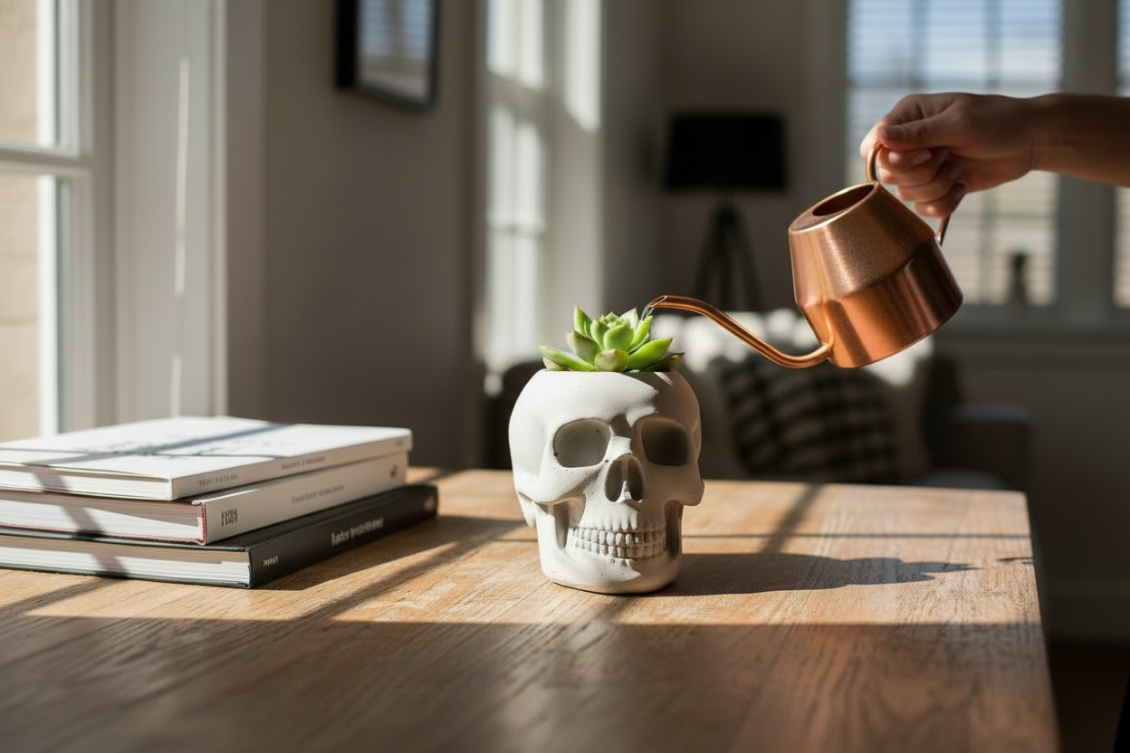 Concrete Skull Planter