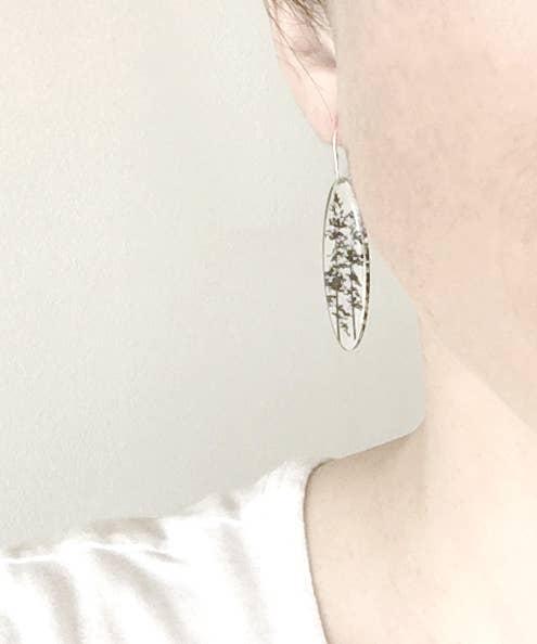 Tall Oval Crow Pole Earrings