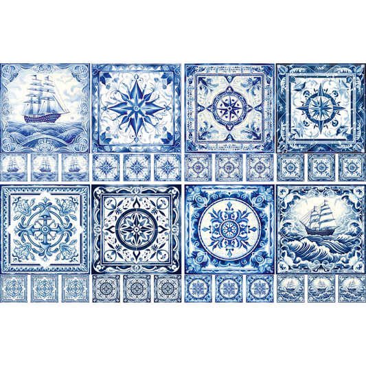 Delft Tiles Rice Papers, 8 x 11.5 inch (A4)