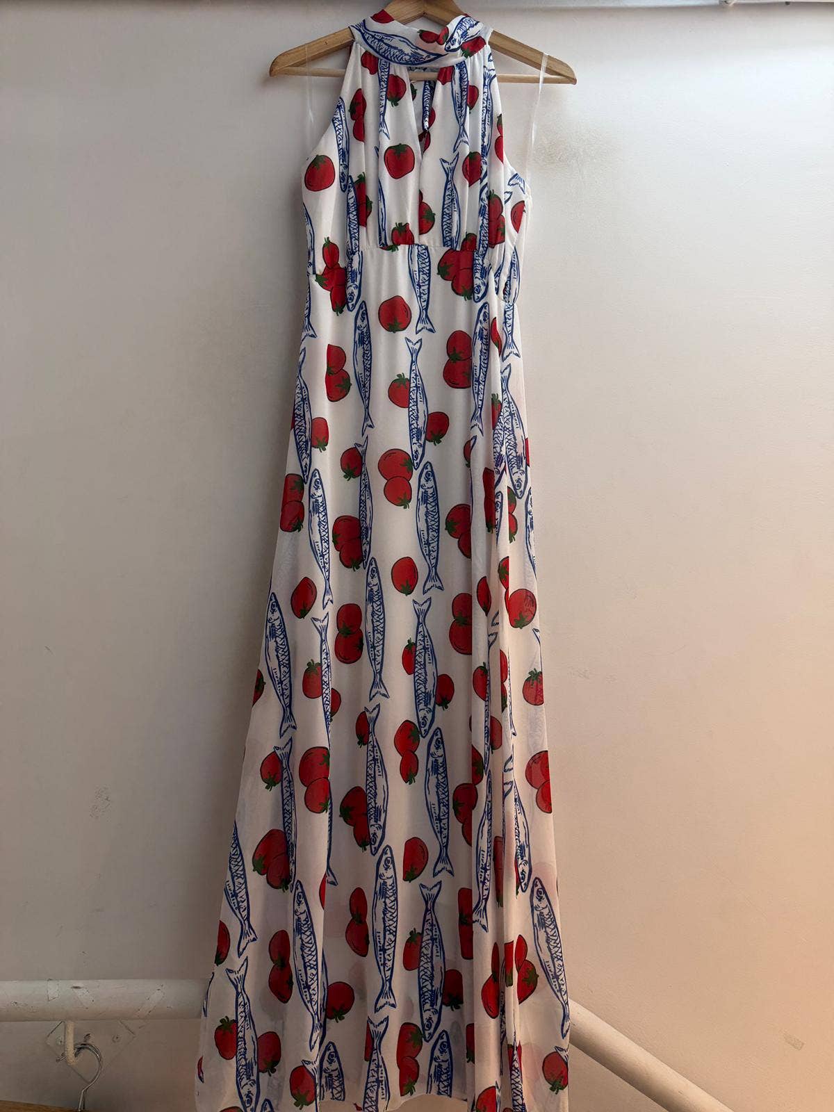 Tomatoes and sardines dress. One size.
