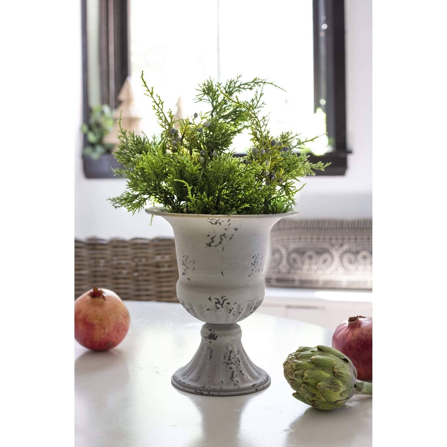 METAL URN ANTIQUE WHITE (NOT WATERTIGHT)