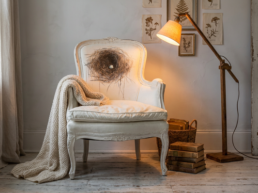 Nesting Chair — Original Mixed Media Art on Antique French Bergère