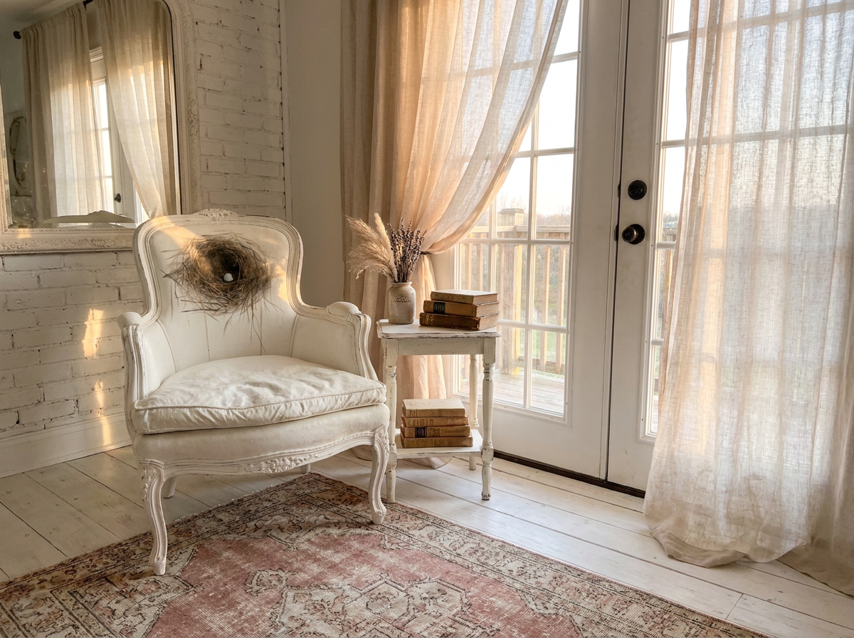 Nesting Chair — Original Mixed Media Art on Antique French Bergère